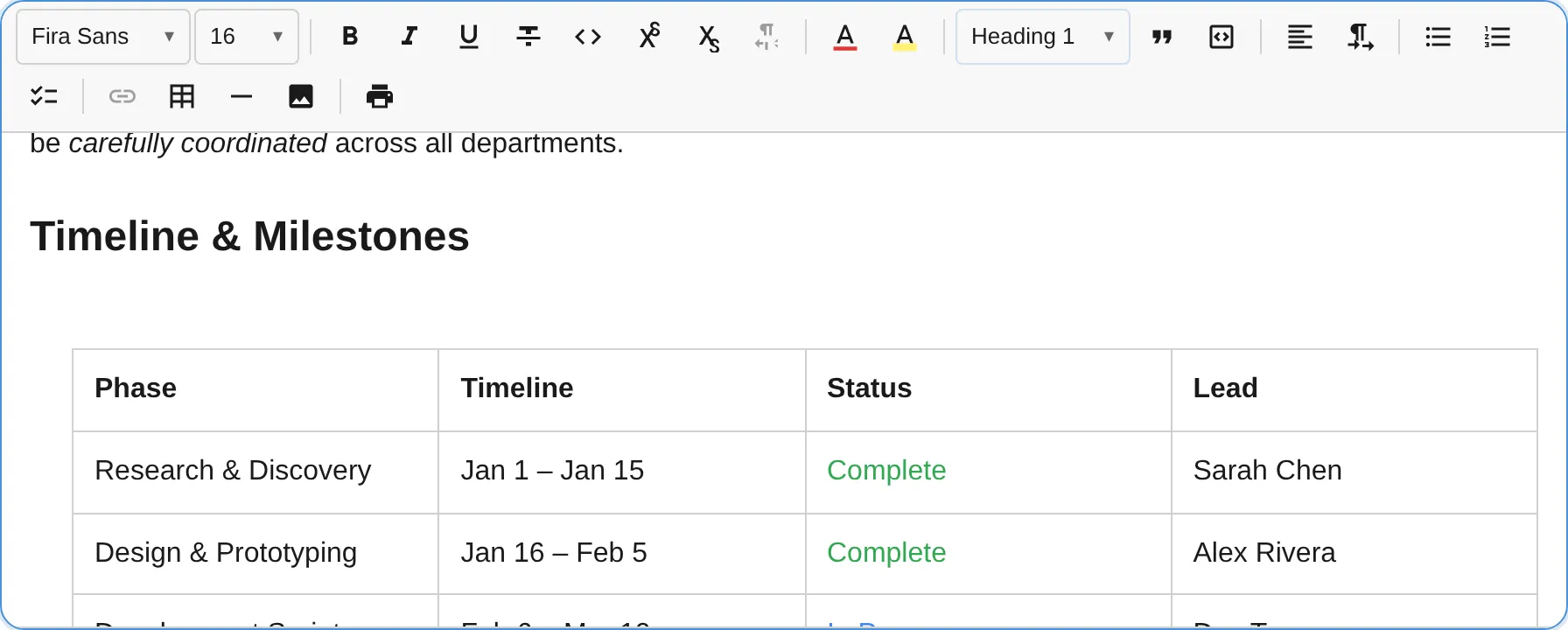 Editor with a fixed external height — toolbar pinned at the top while the content scrolls internally