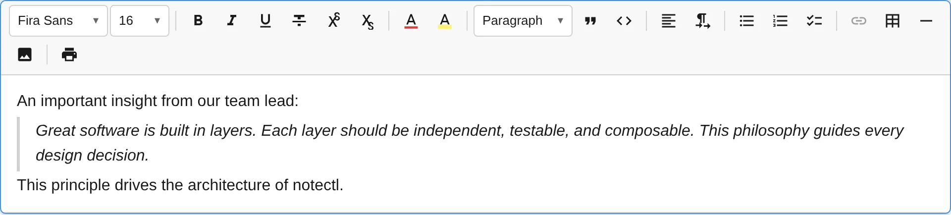 Blockquote in the editor
