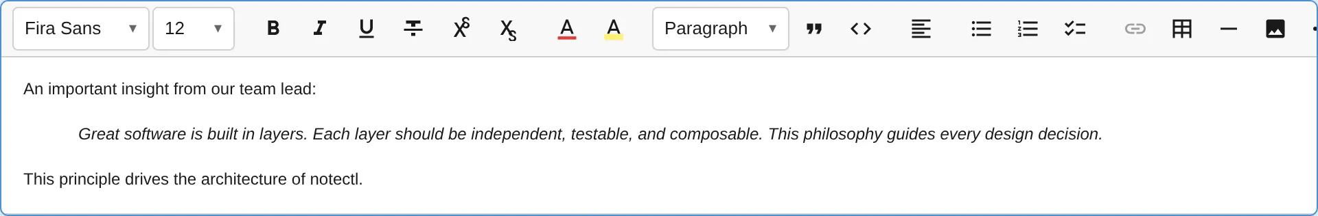 Blockquote in the editor