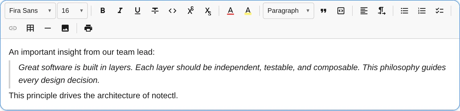 Blockquote in the editor