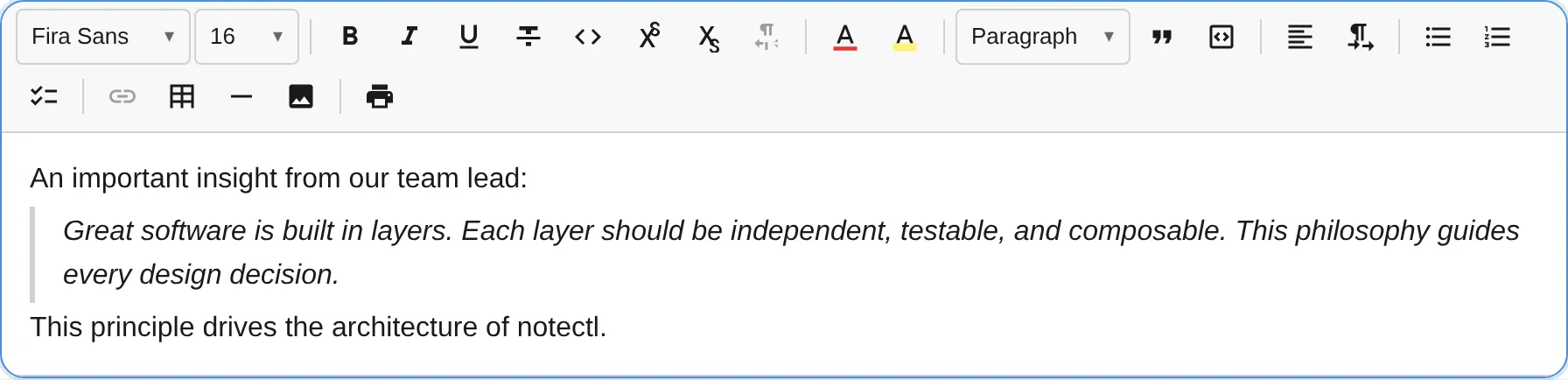 Blockquote in the editor