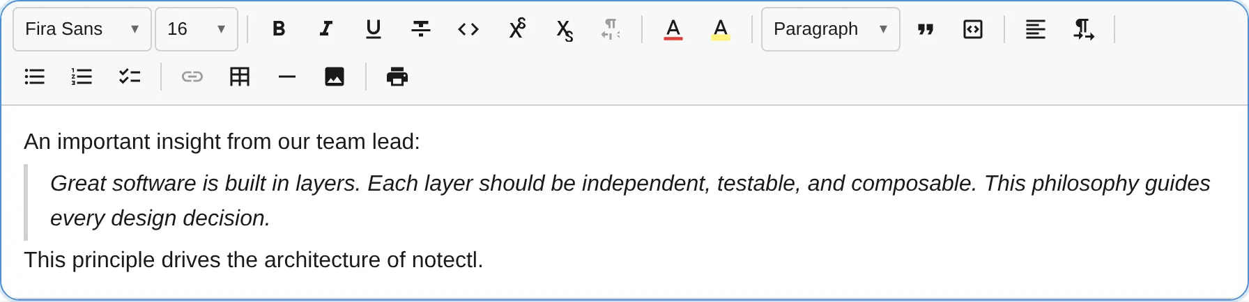 Blockquote in the editor