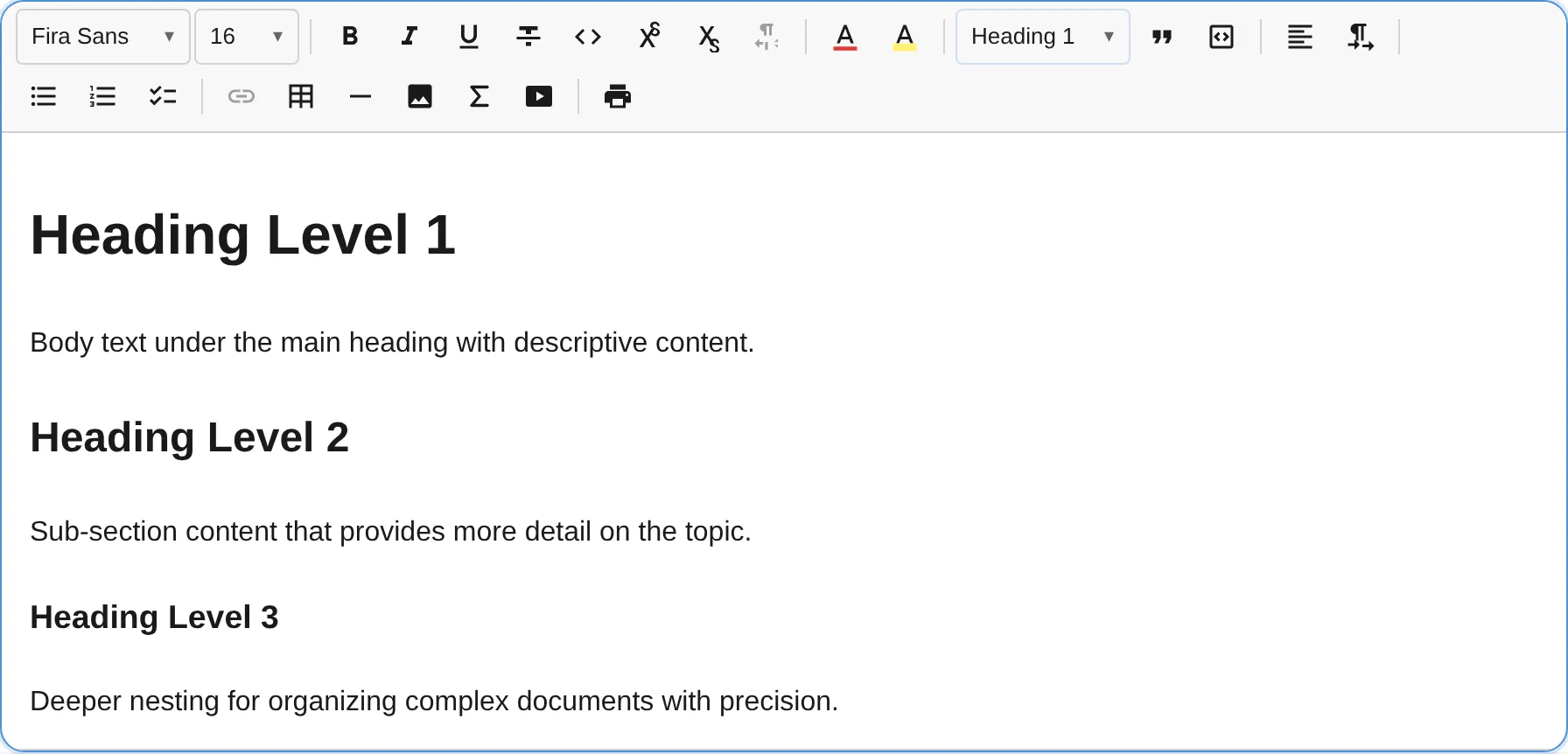 Heading dropdown selector