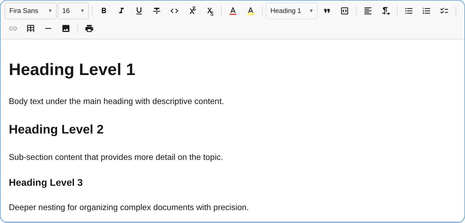 Heading dropdown selector