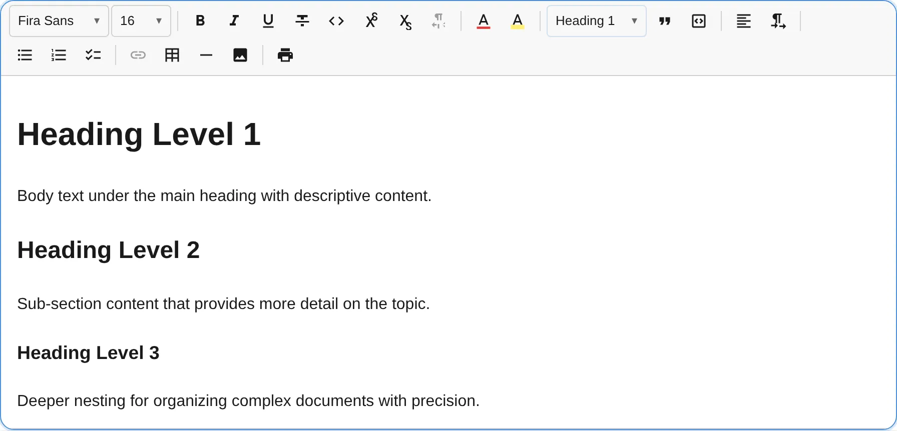 Heading dropdown selector