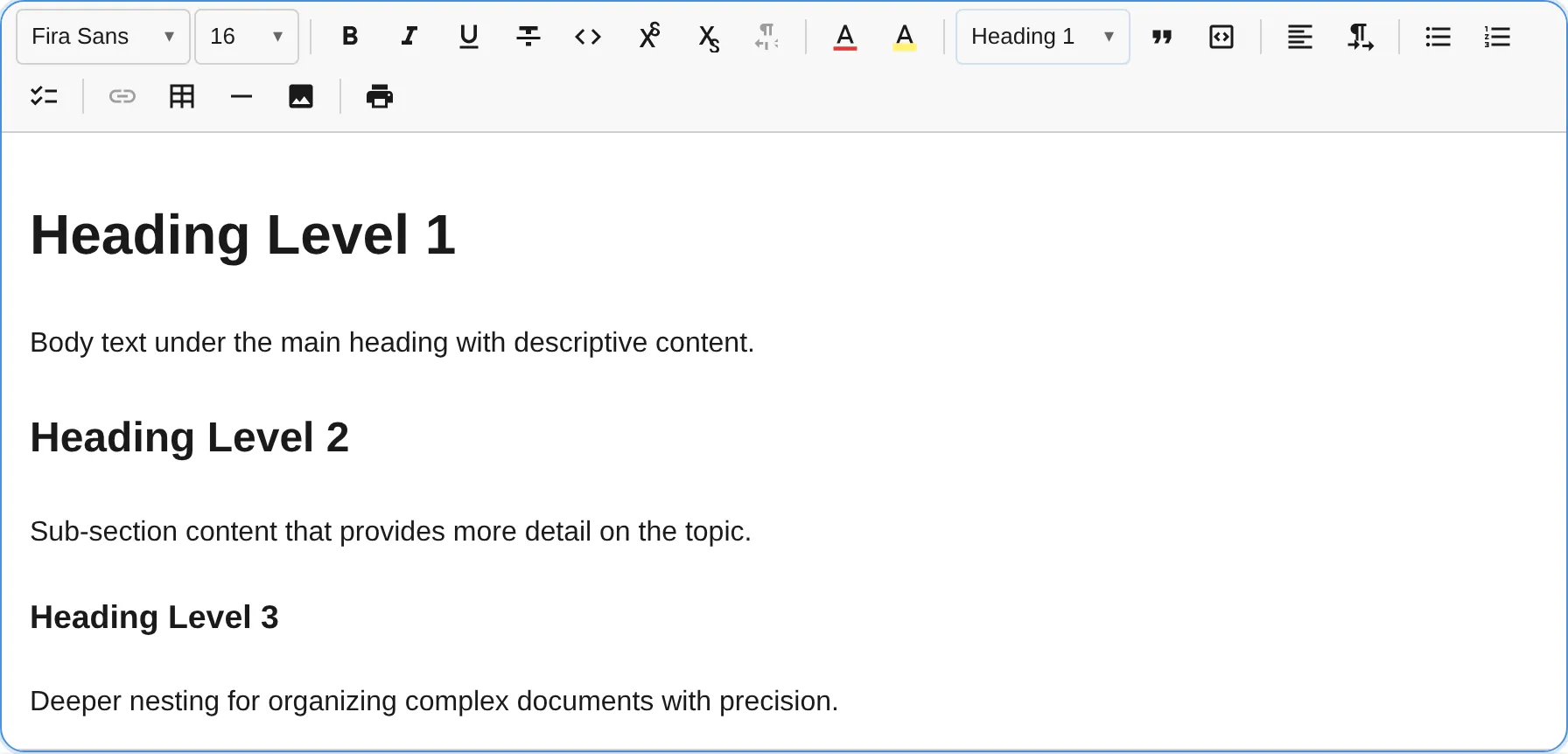 Heading dropdown selector