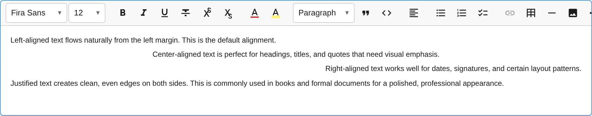 Text alignment options
