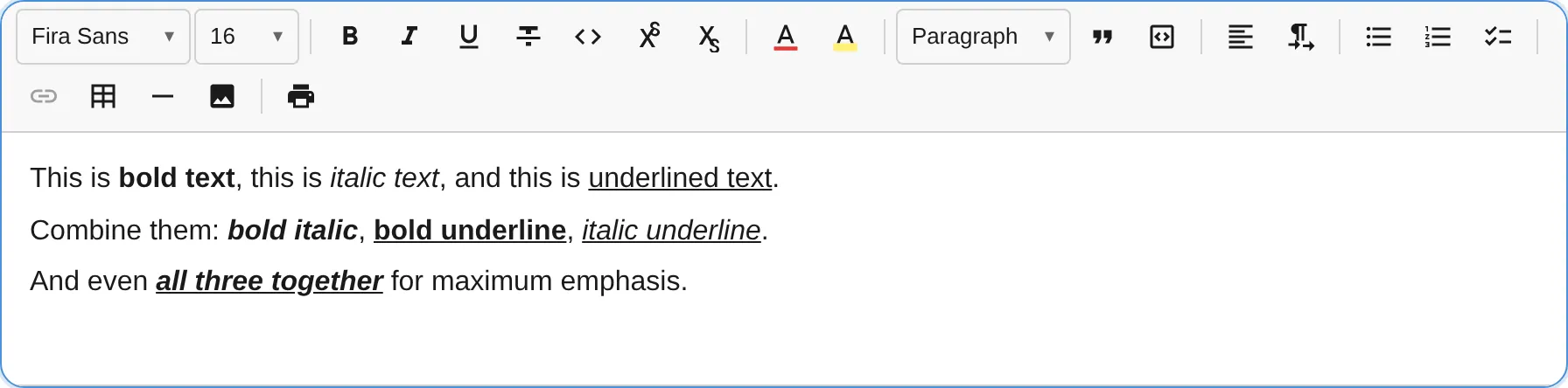 Text formatting toolbar buttons