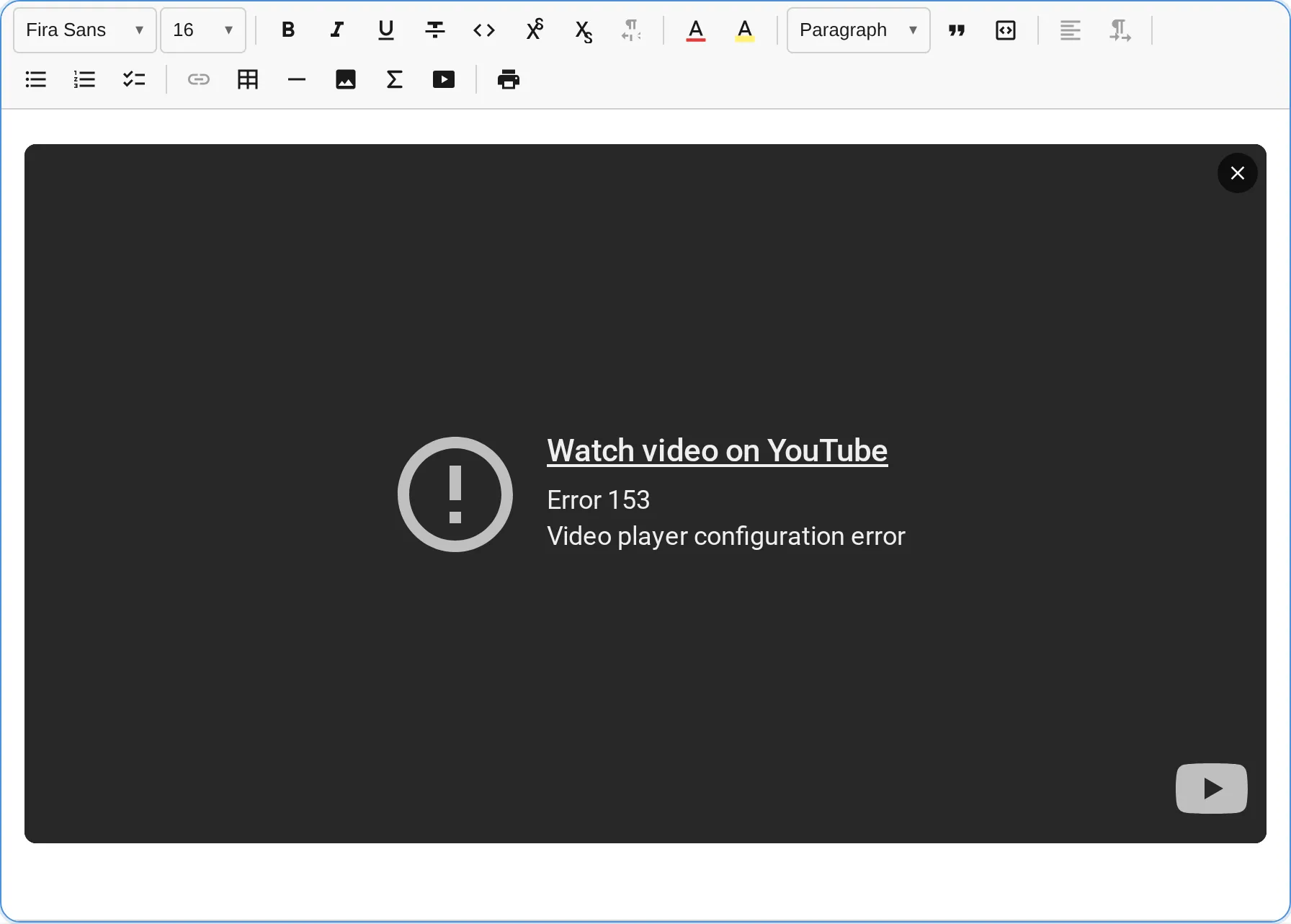 Activated video embed with iframe
